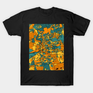 London Map Pattern in Orange & Teal T-Shirt